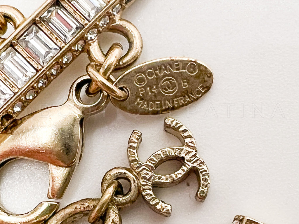 Chanel 14B Pearl and Baguette Crystal Triple Strand Choker Necklace