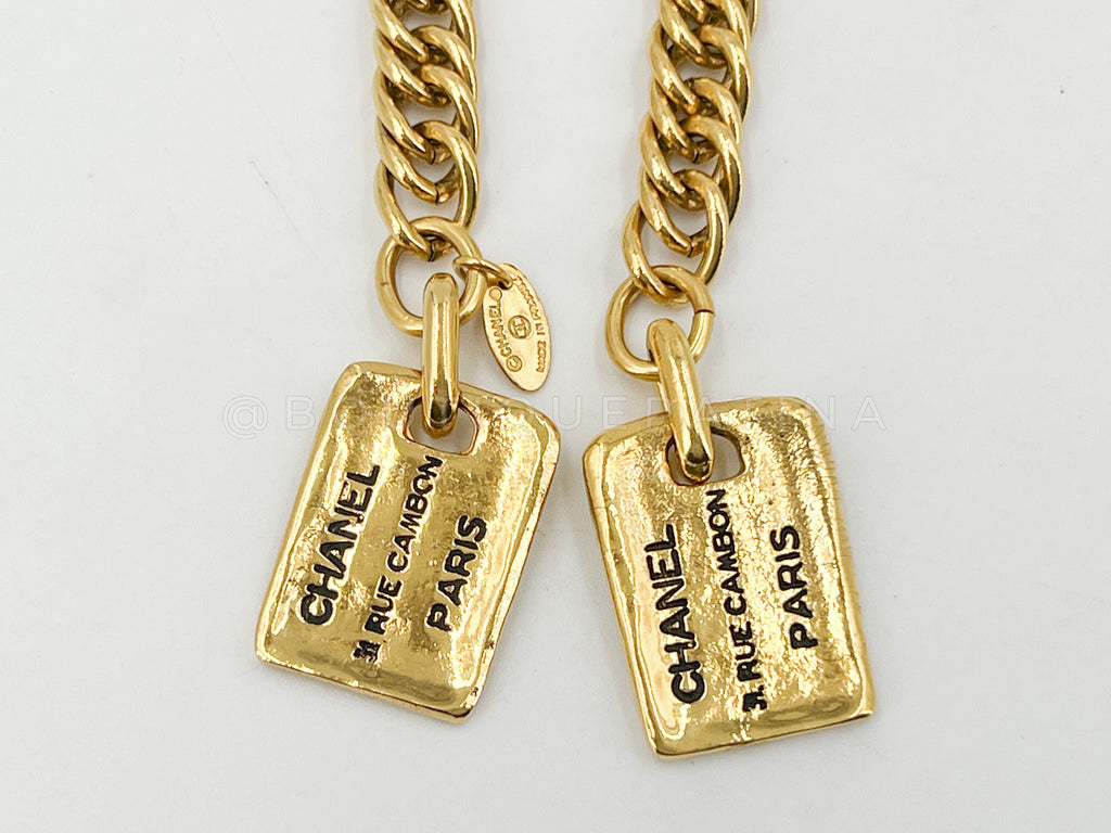 Chanel Vintage Dog Tag Lariat Necklace Belt 24k GHW