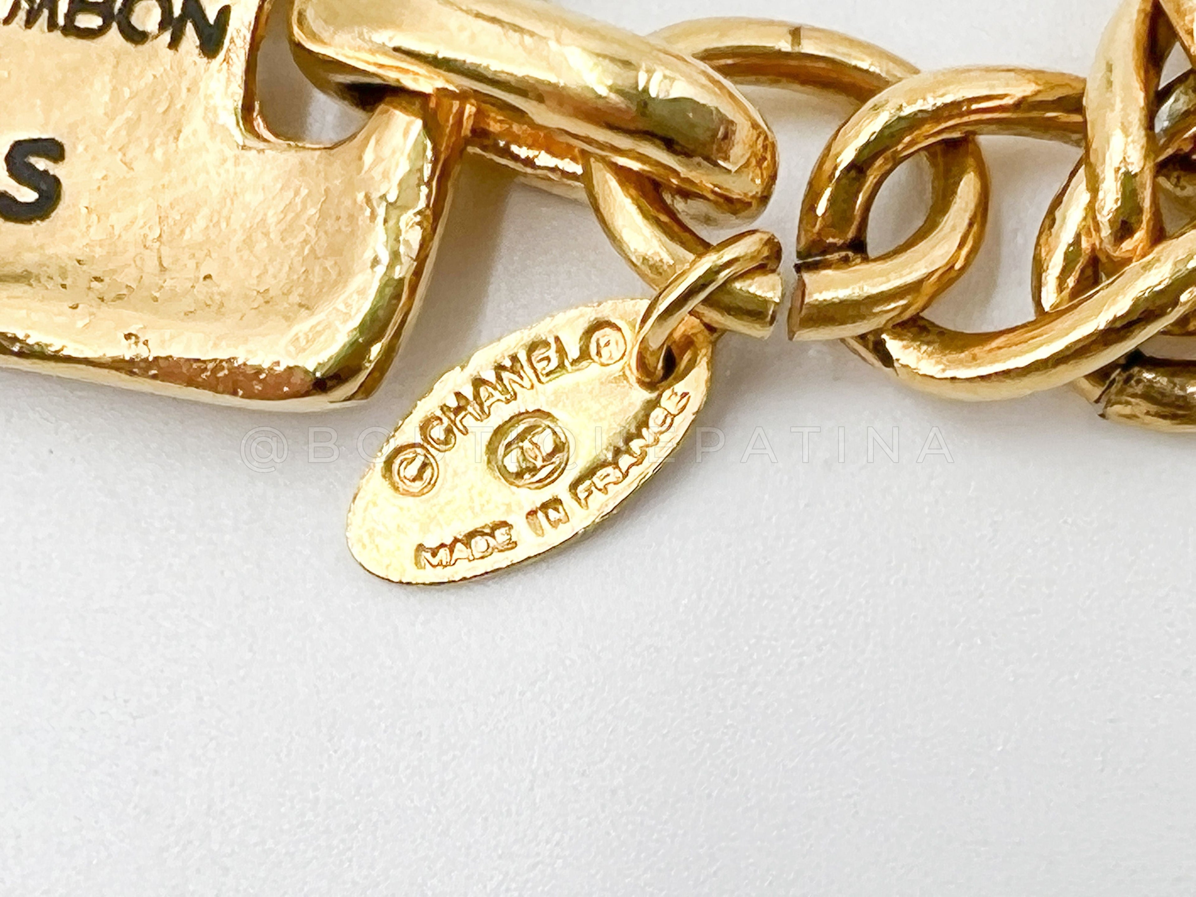 Chanel Vintage Dog Tag Lariat Necklace Belt 24k GHW