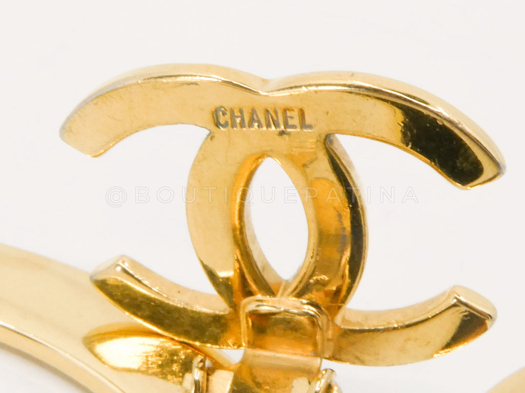 Rare 1980s Chanel Vintage Circle Hoop Dangle Earrings Drop