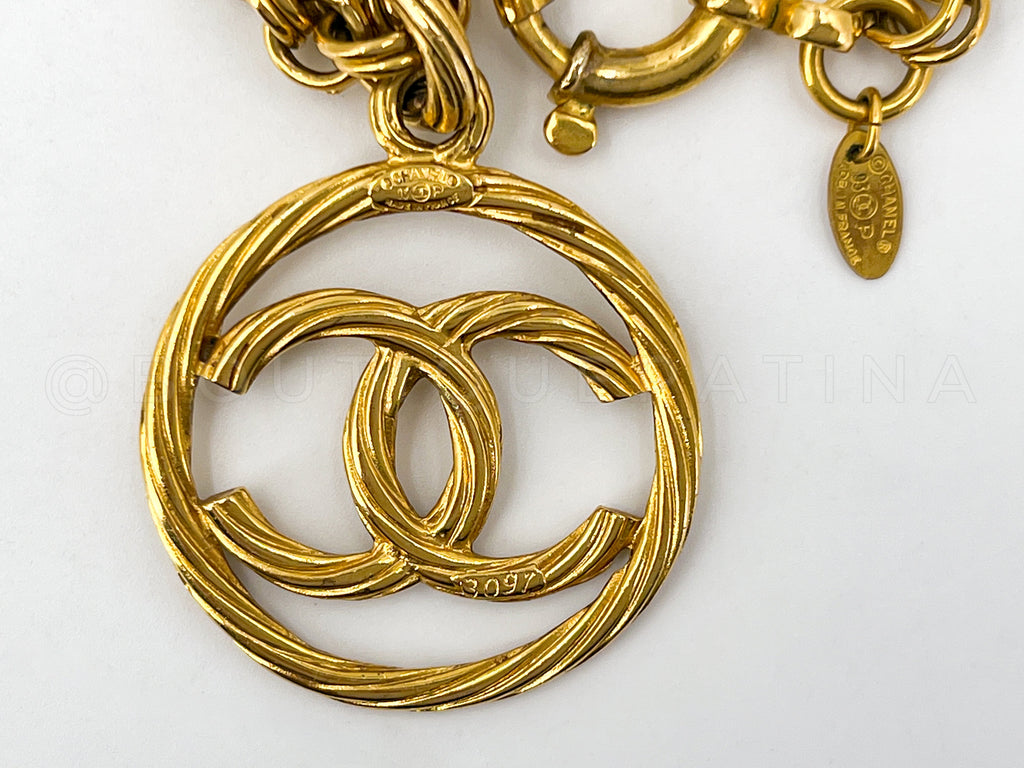 Chanel Vintage 93P Encircled CC Long Chain Necklace