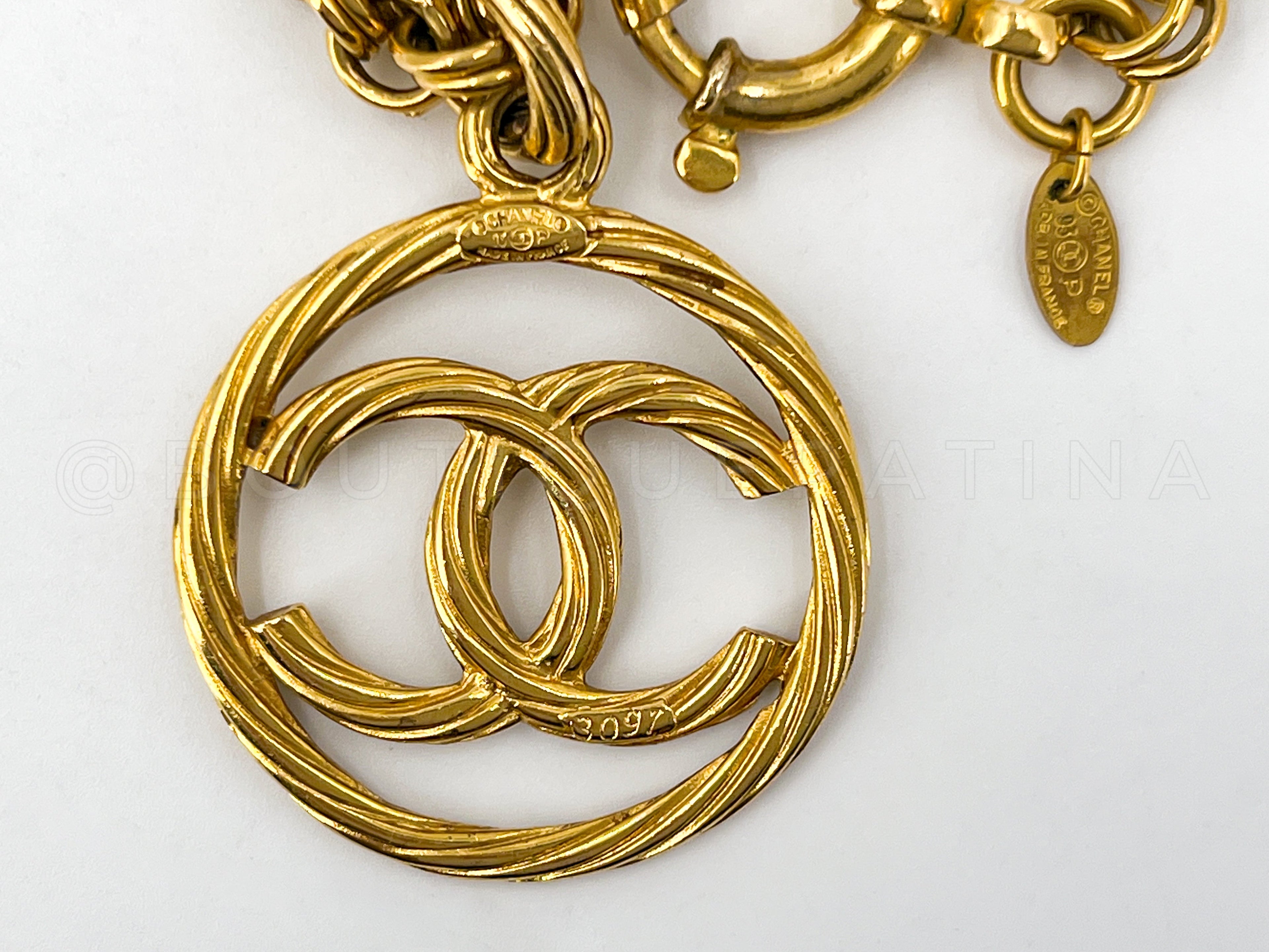 Chanel Vintage 93P Encircled CC Long Chain Necklace