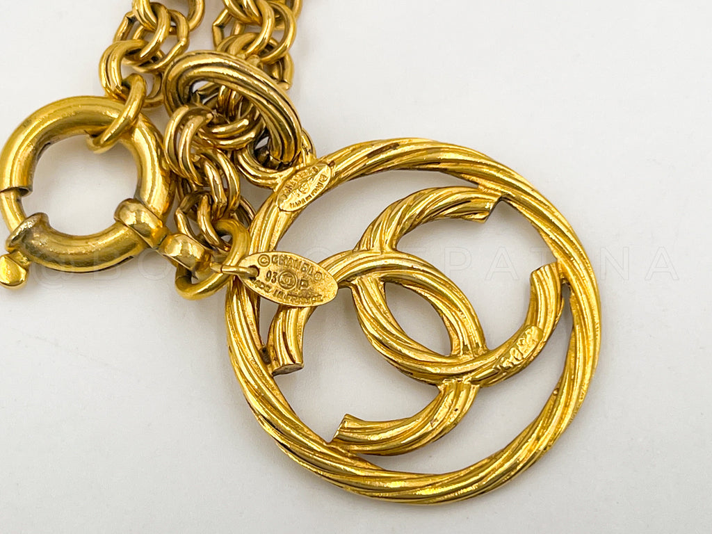 Chanel Vintage 93P Encircled CC Long Chain Necklace