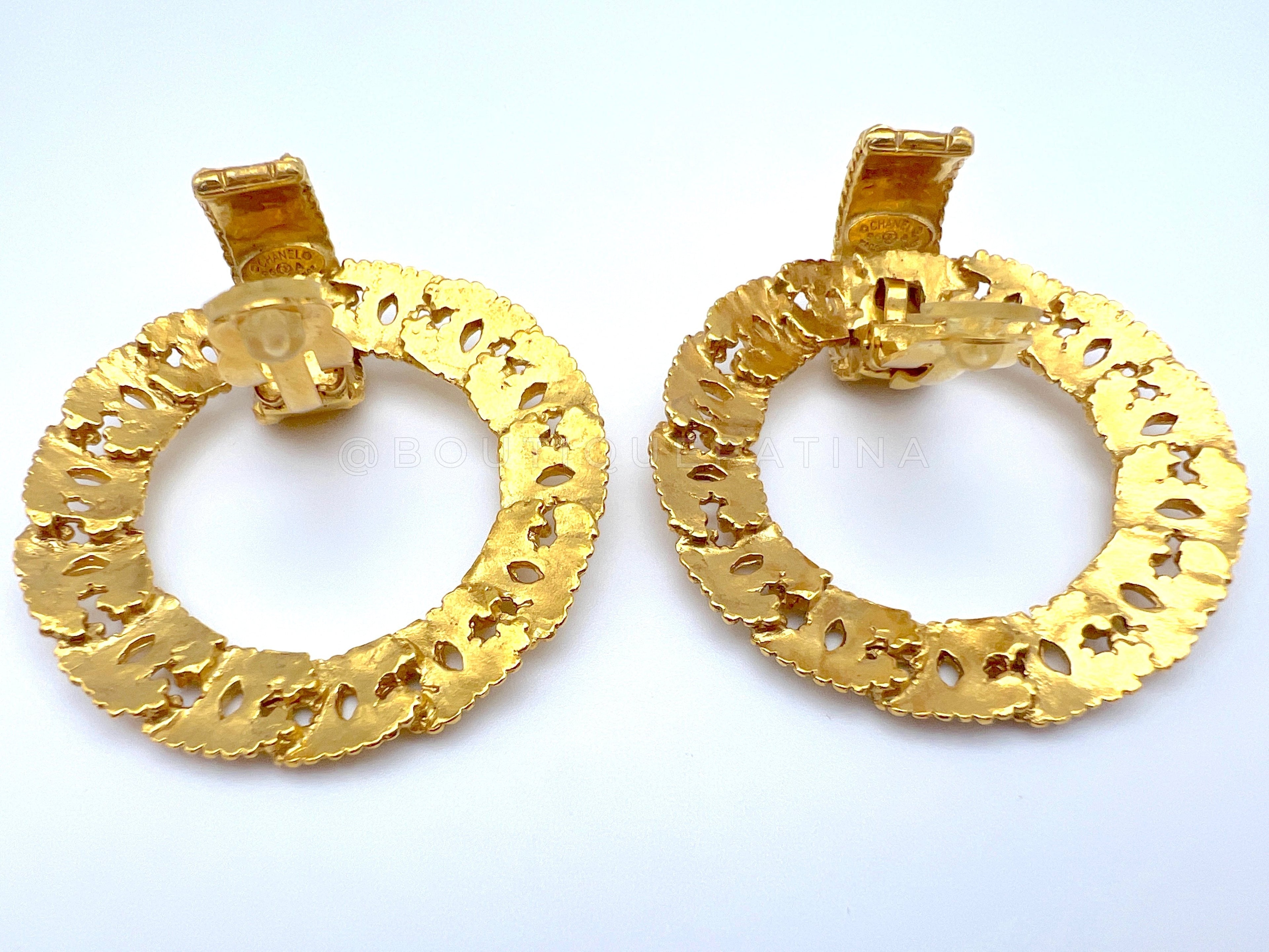 Chanel Vintage 96P CC Ring Door Knocker Dangle Earrings