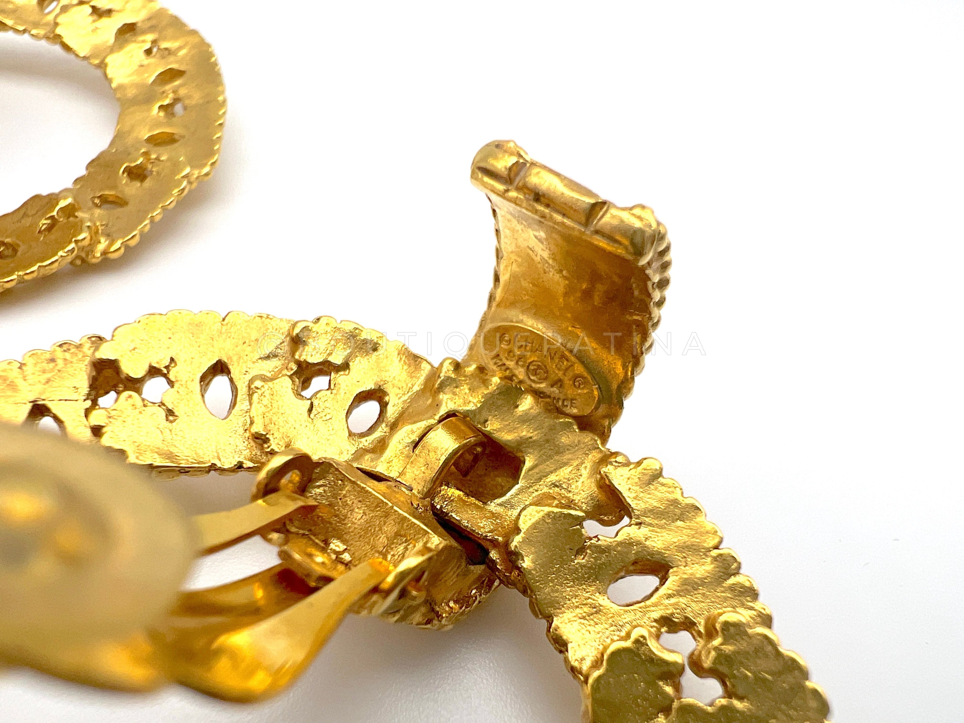 Chanel Vintage 96P CC Ring Door Knocker Dangle Earrings