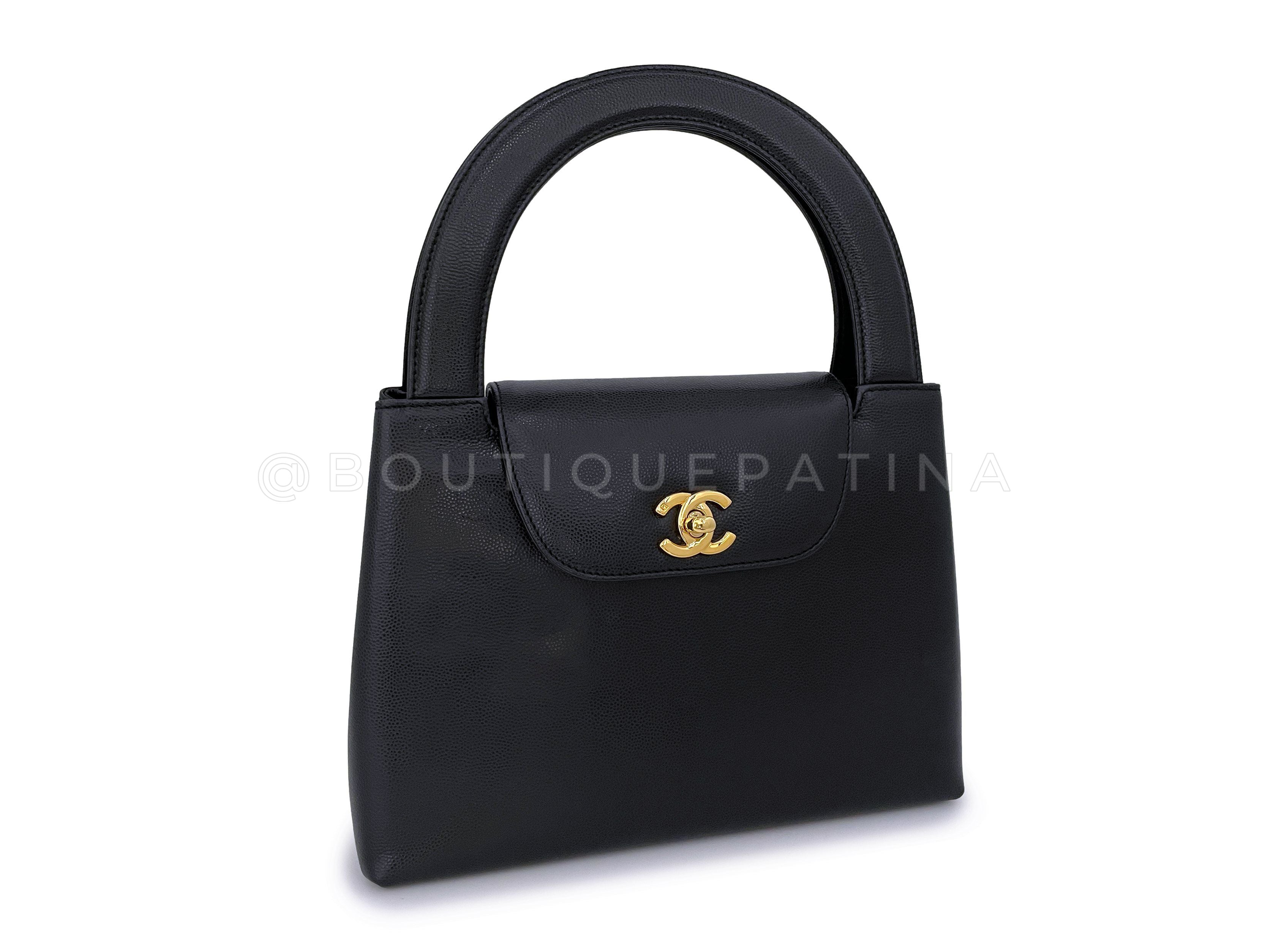 Chanel Black Caviar Mini Kelly Evening Bag 24k GHW