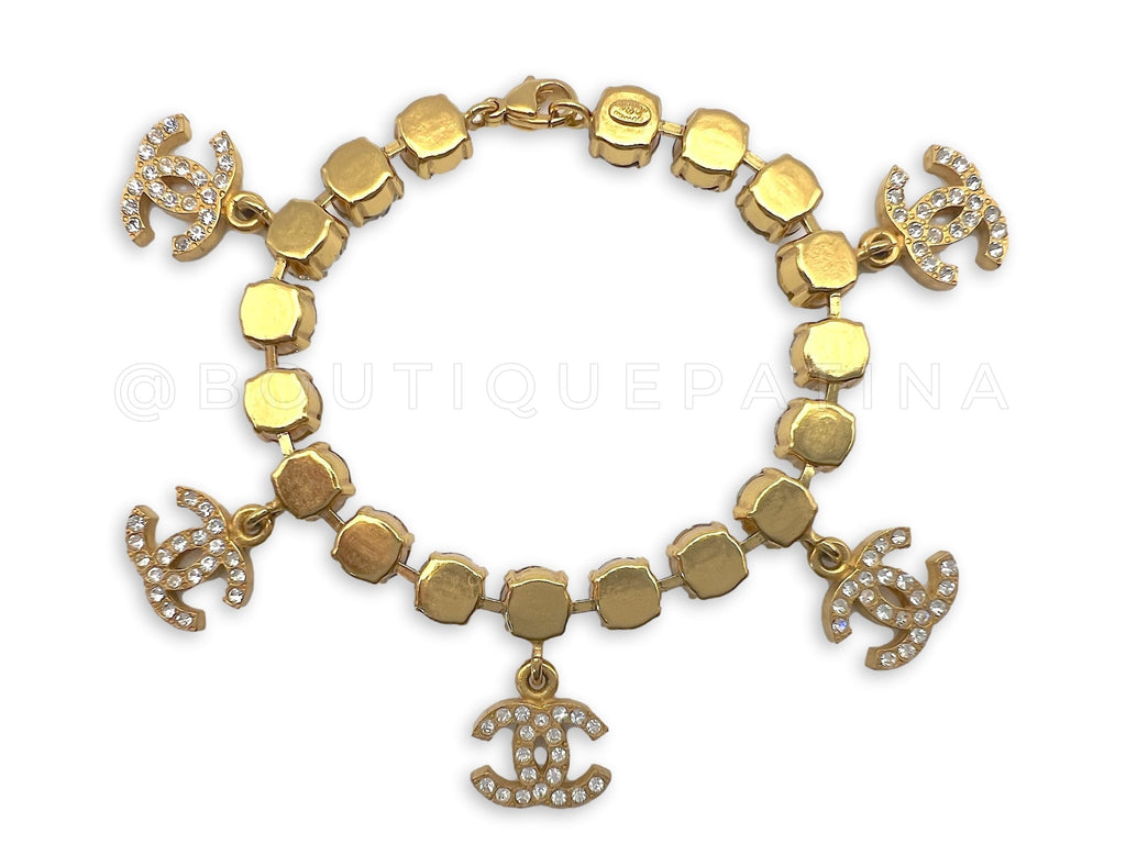 Chanel Vintage 95A "Barbie" Crystal 5-CC charm Rhinestone Bracelet