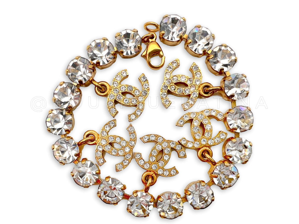 Chanel Vintage 95A "Barbie" Crystal 5-CC charm Rhinestone Bracelet