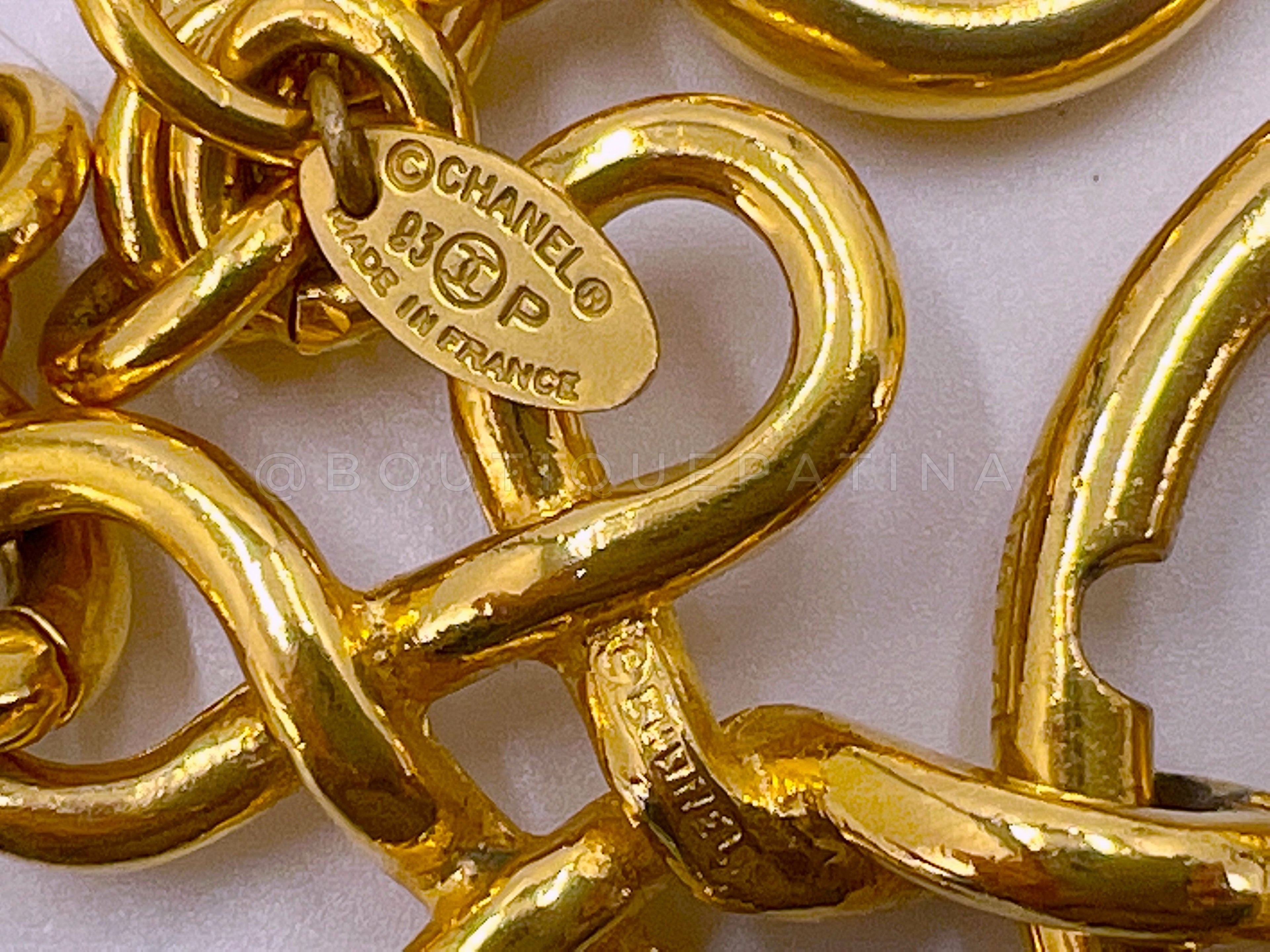 Chanel 93P Vintage Long Knotted Encircled CC Long Necklace Gold