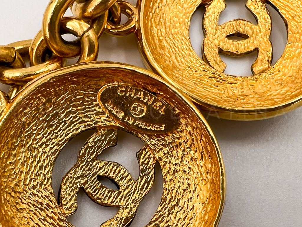 Chanel Vintage 5-Sunburst CC Choker Necklace Gold Plated