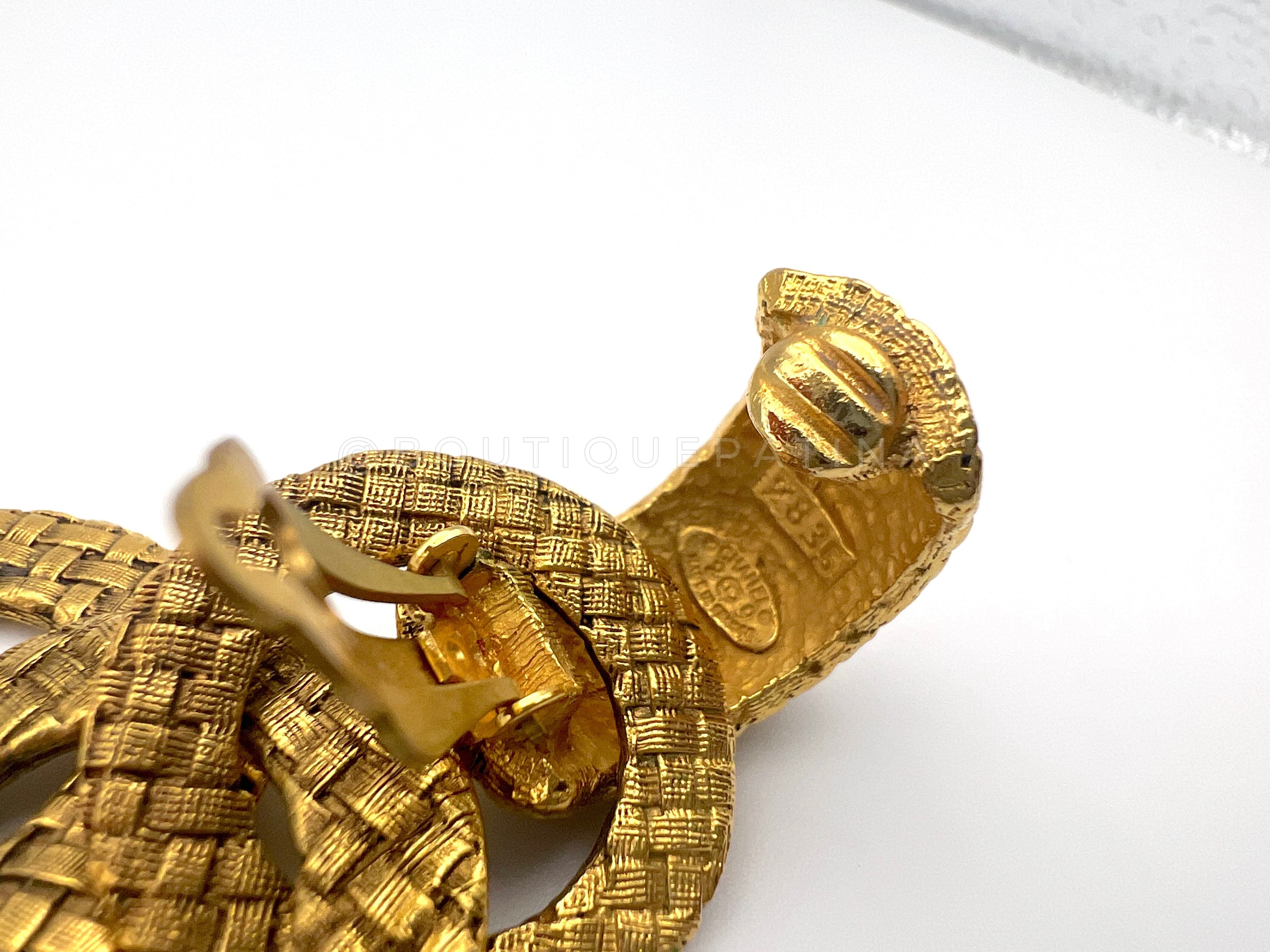 Chanel Vintage Woven Long Multi Hoop Door Knocker Earrings Collection 29