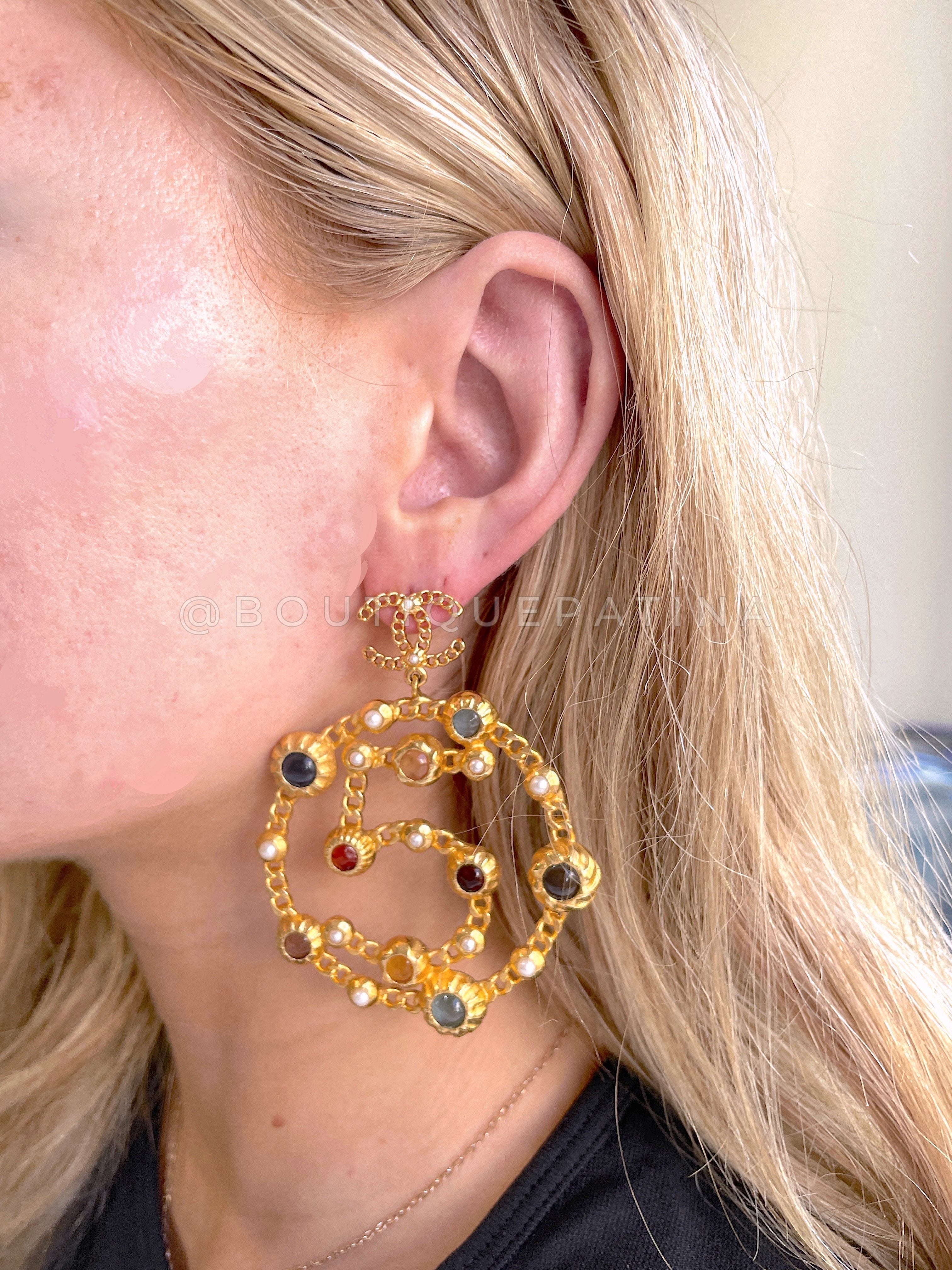 2018 Rare Chanel Runway "5" Dangle CC Logo Earrings