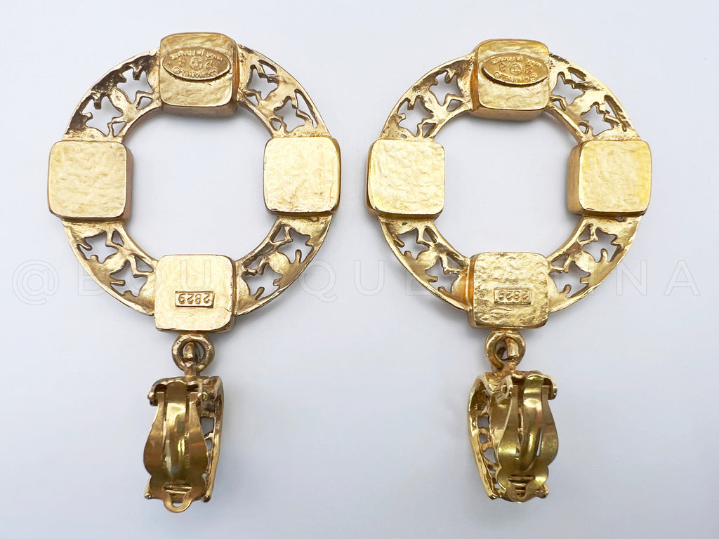 Rare Chanel Vintage Collection 28 Pearl and CC Hoop Earrings Gold Plated