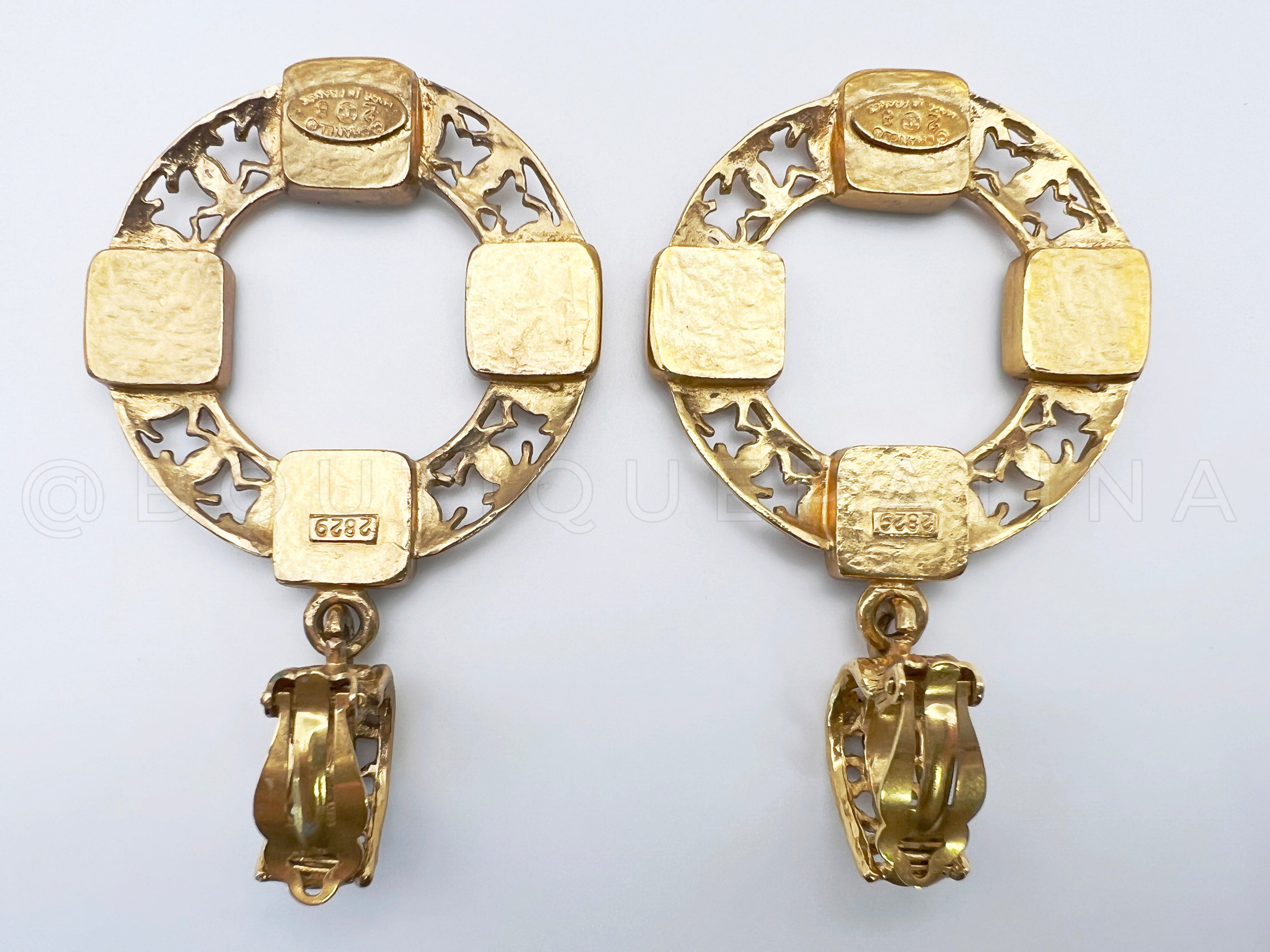 Rare Chanel Vintage Collection 28 Pearl and CC Hoop Earrings Gold Plated