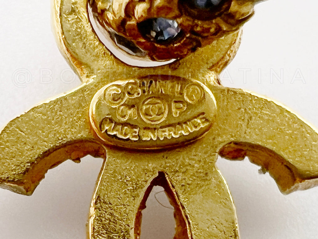 Chanel 01P Crystal Studded Small Hoop Dangle Earrings