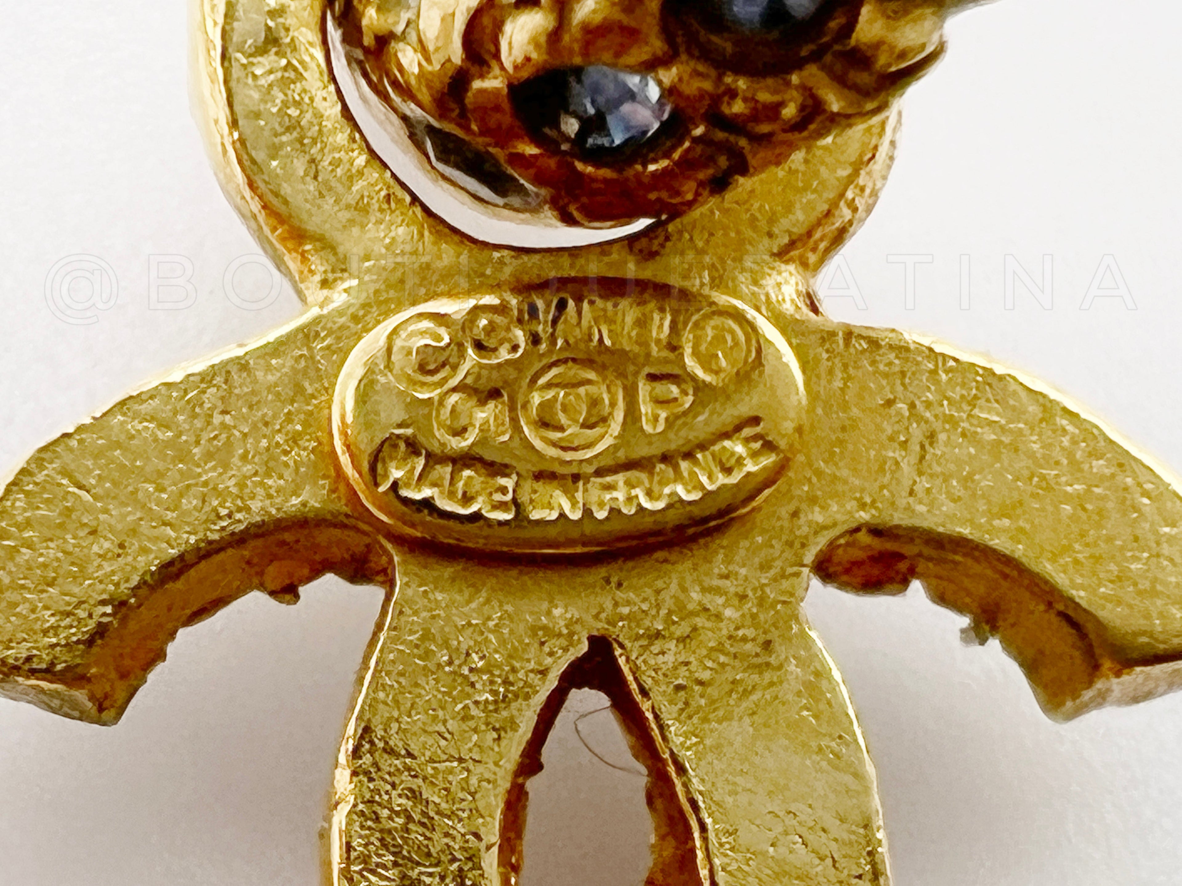 Chanel 01P Crystal Studded Small Hoop Dangle Earrings