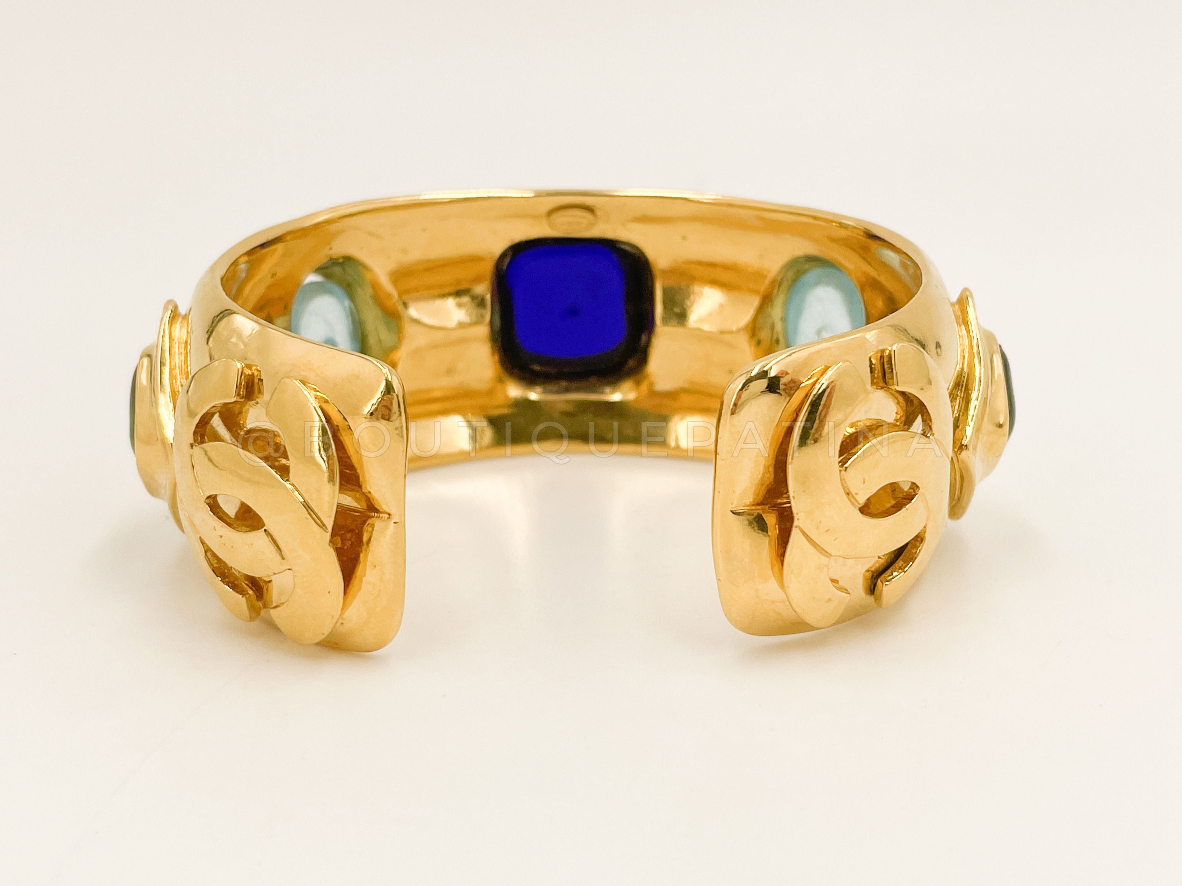 Rare Chanel Vintage 97P Jeweled Gripoix Cuff Bracelet