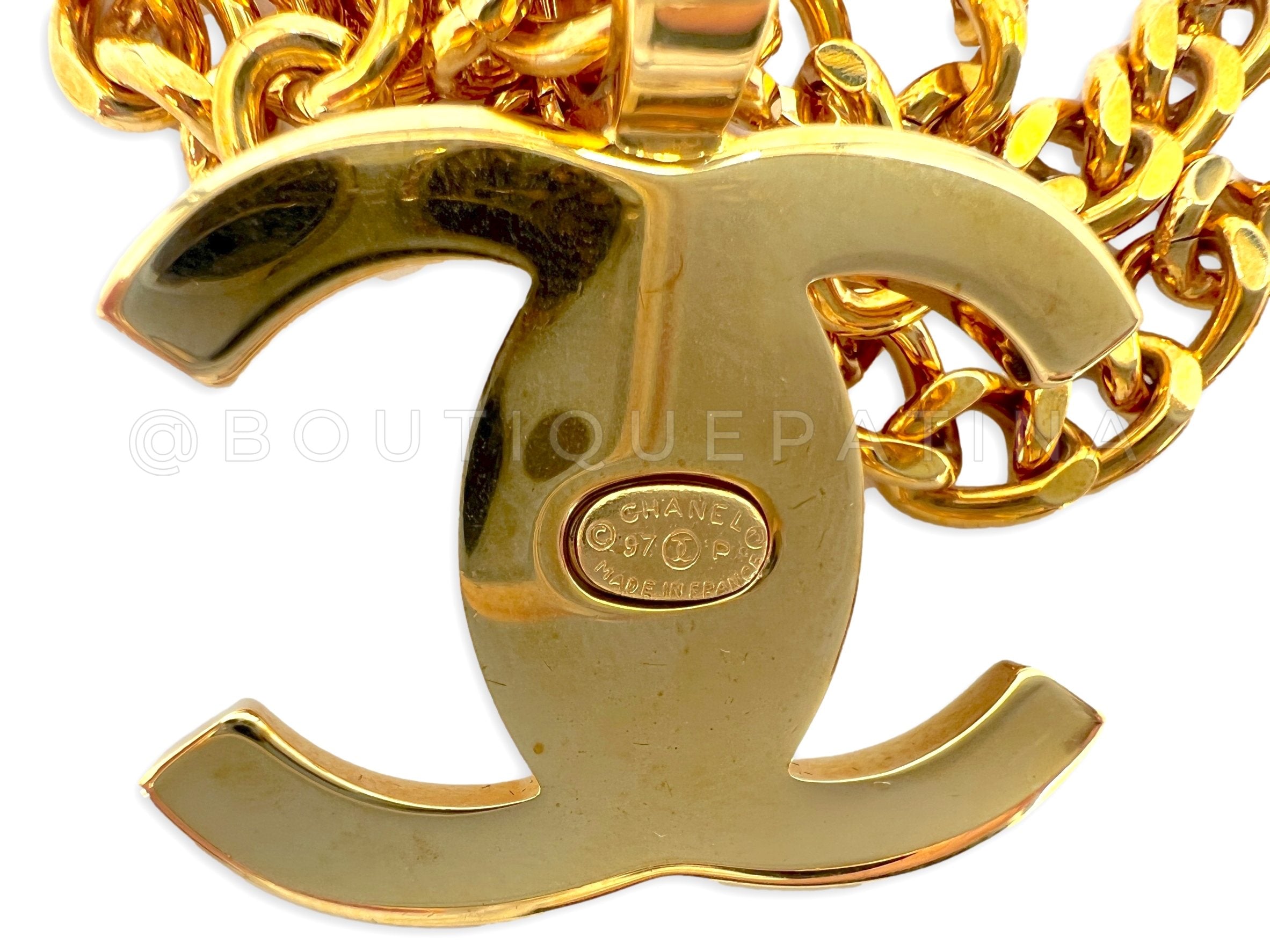 Chanel Vintage 97P Medium Double Turnlock Chain Necklace