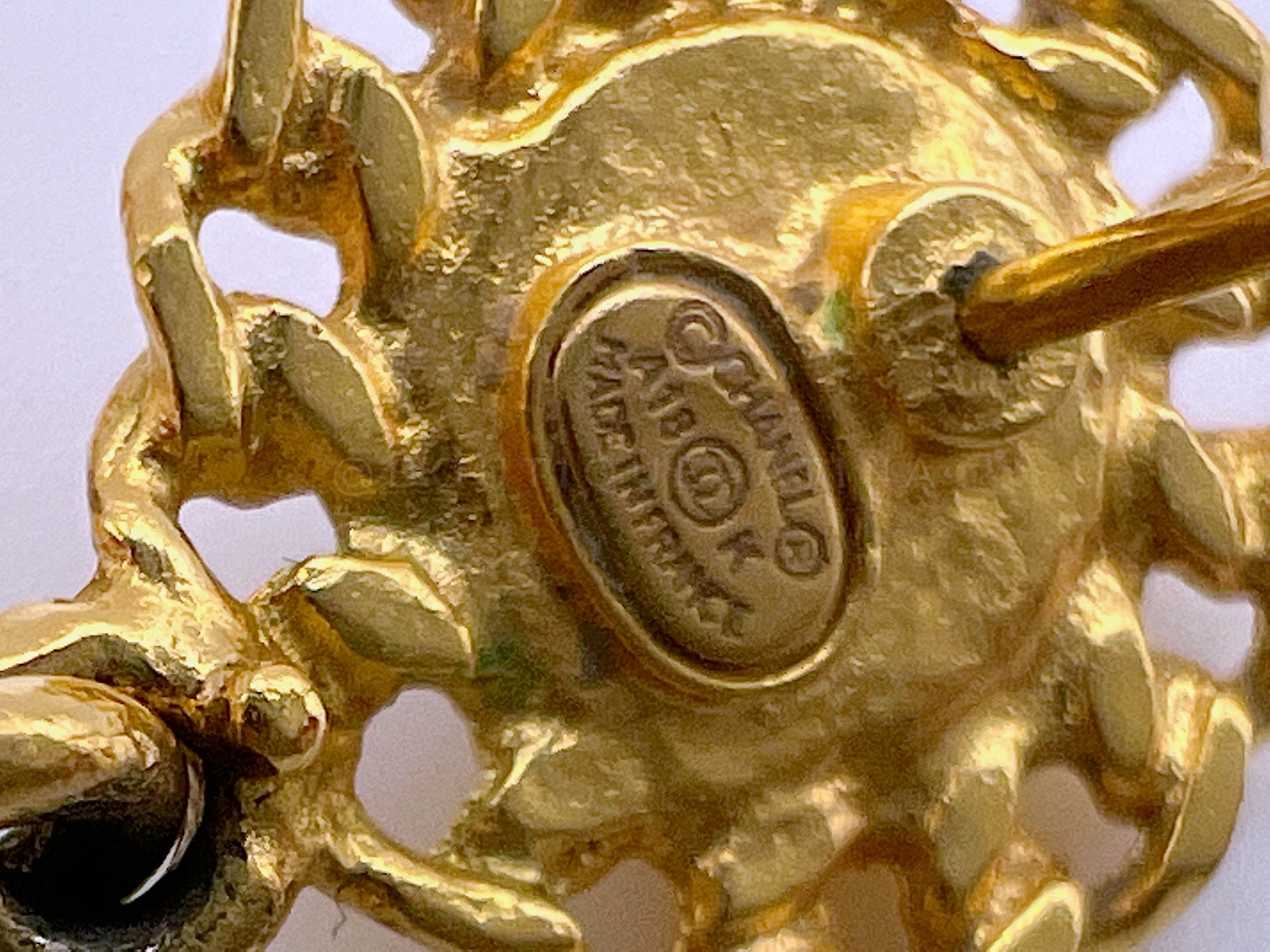 Chanel 18K Encircled CC Chain Logo Hoop Drop Earrings W8J