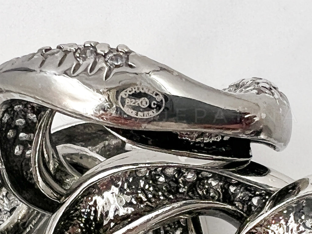 Rare Chanel 22C Strass Covered Chunky Chain Choker Silver Crystal Necklace FGO