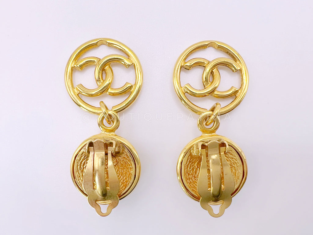 Chanel 93P Vintage Encircled CC Drop Earrings