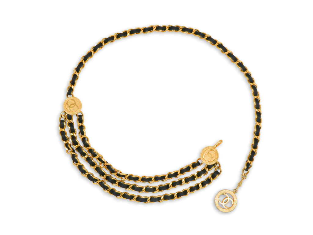 Chanel 1984 Vintage Woven Triple Chain Belt Necklace A11