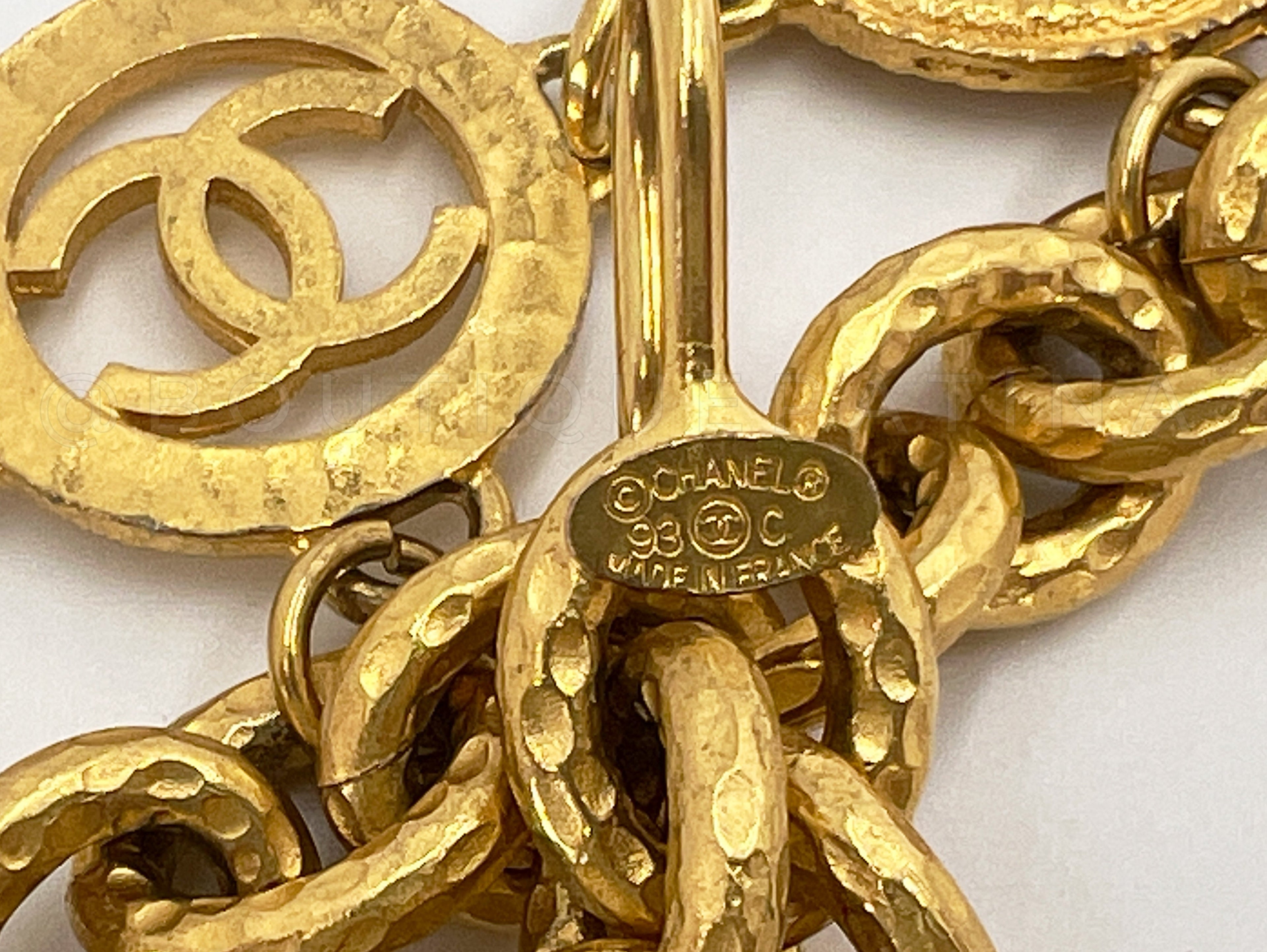 Rare Chanel Vintage 93C Coin and Cutout Three-Strand Belt Necklace