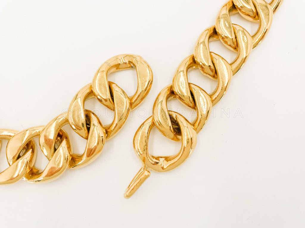 Chanel 1980s Vintage ID Tag Chunky Chain Necklace Belt Gold Plated