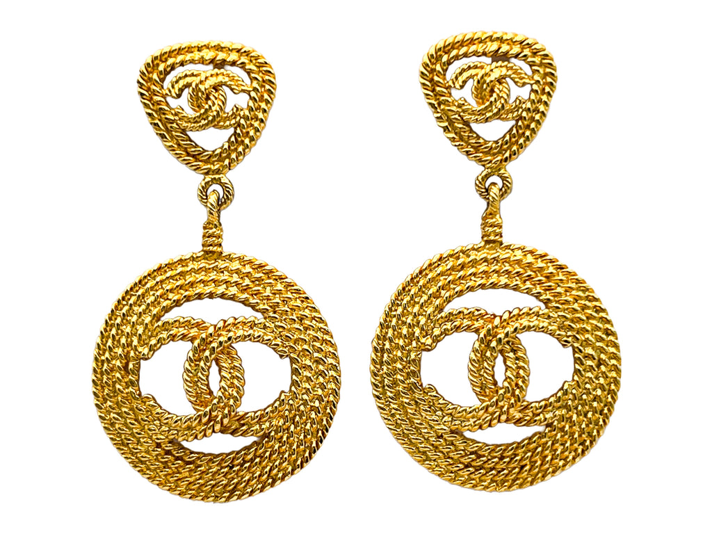 Chanel Vintage Collection 28 Rope Weave CC Drop Statement Earrings H1P