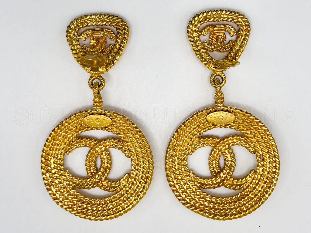 Chanel Vintage Collection 28 Rope Weave CC Drop Statement Earrings H1P
