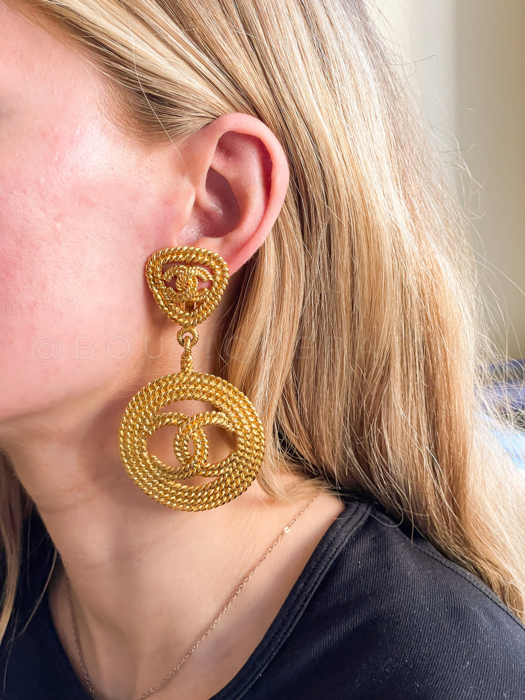 Chanel Vintage Collection 28 Rope Weave CC Drop Statement Earrings H1P