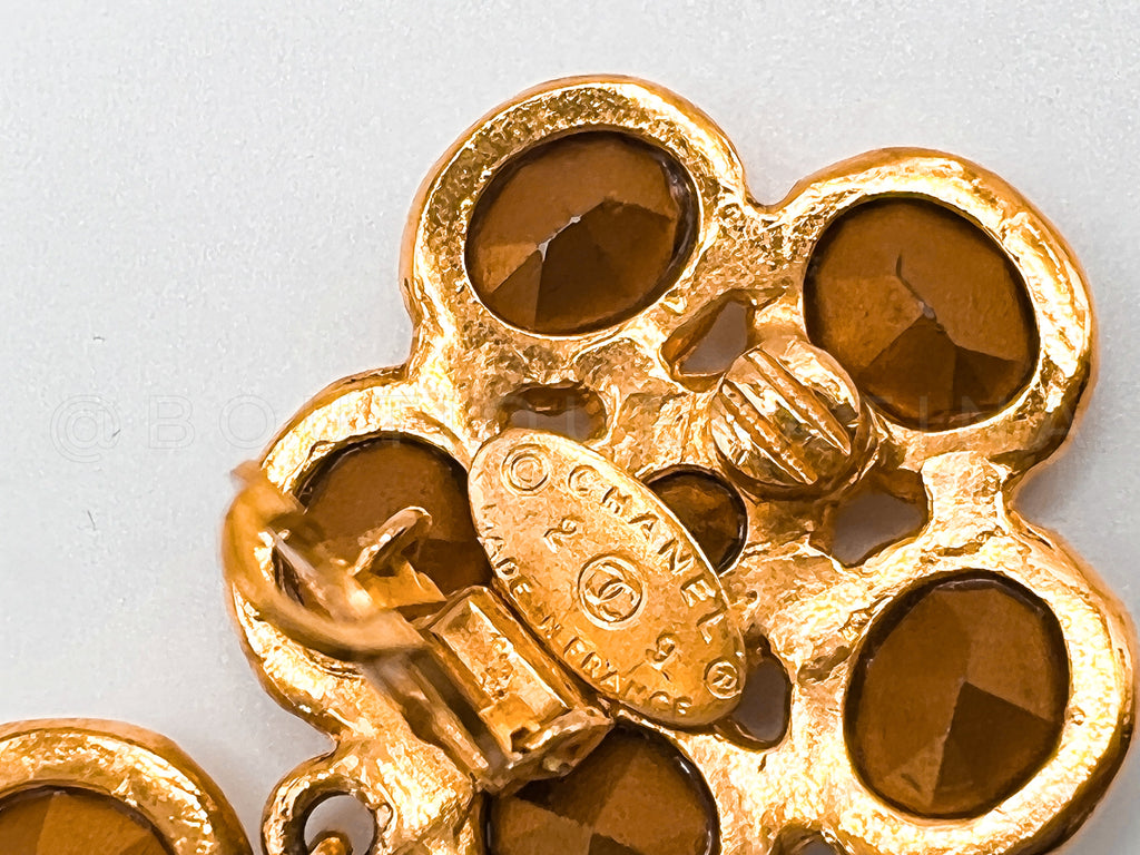 Rare Chanel Vintage Collection 29 Crystal Flower Hoop Drop Earrings