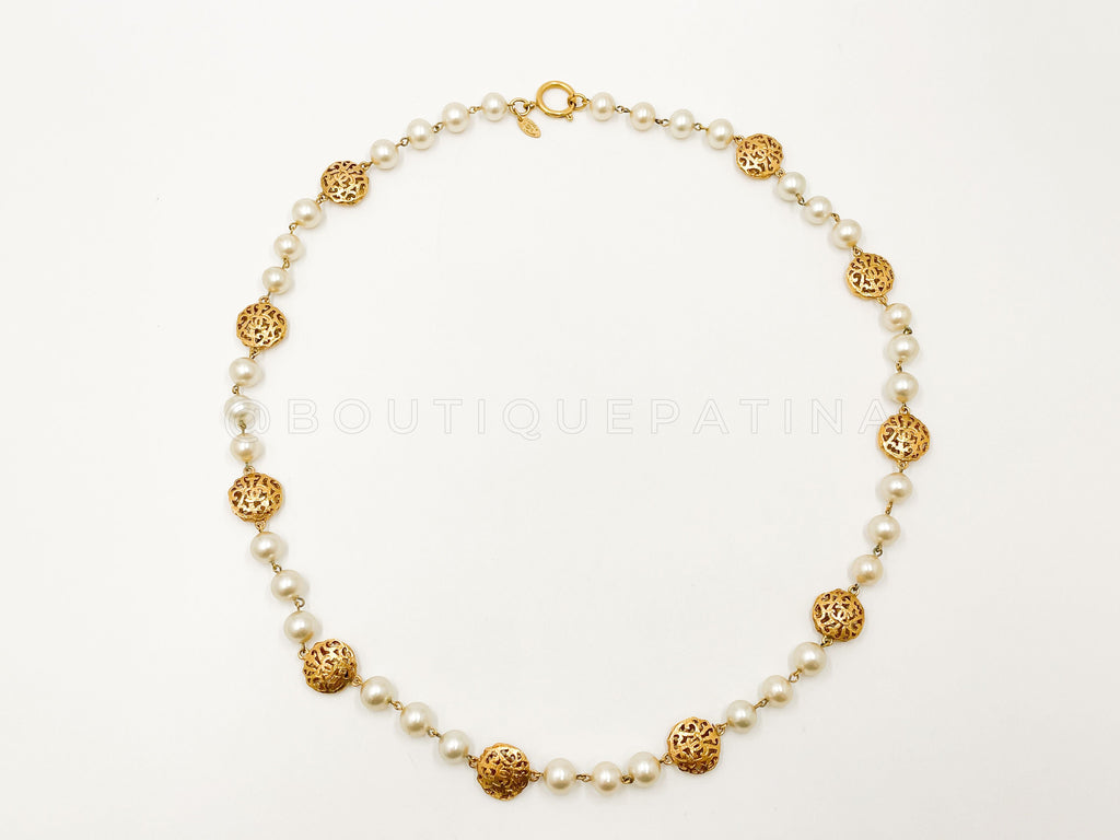 Chanel Vintage Collection 25 Long Pearl Station Necklace
