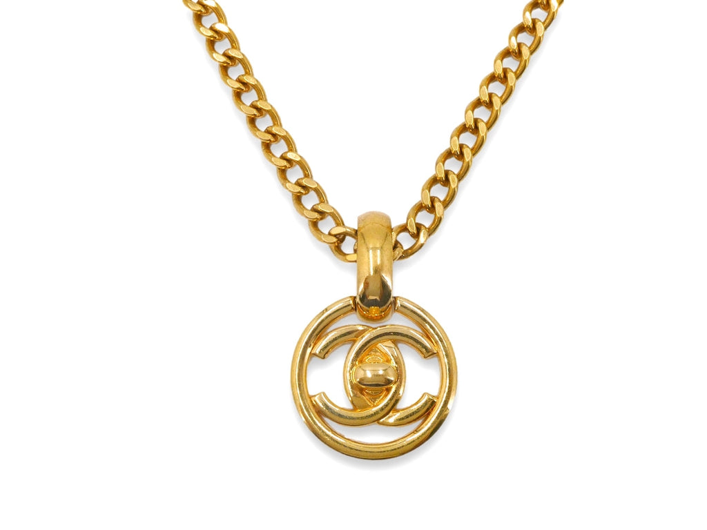 Chanel 97P Vintage Encircled CC Turnlock Necklace 24k GHW 4MK