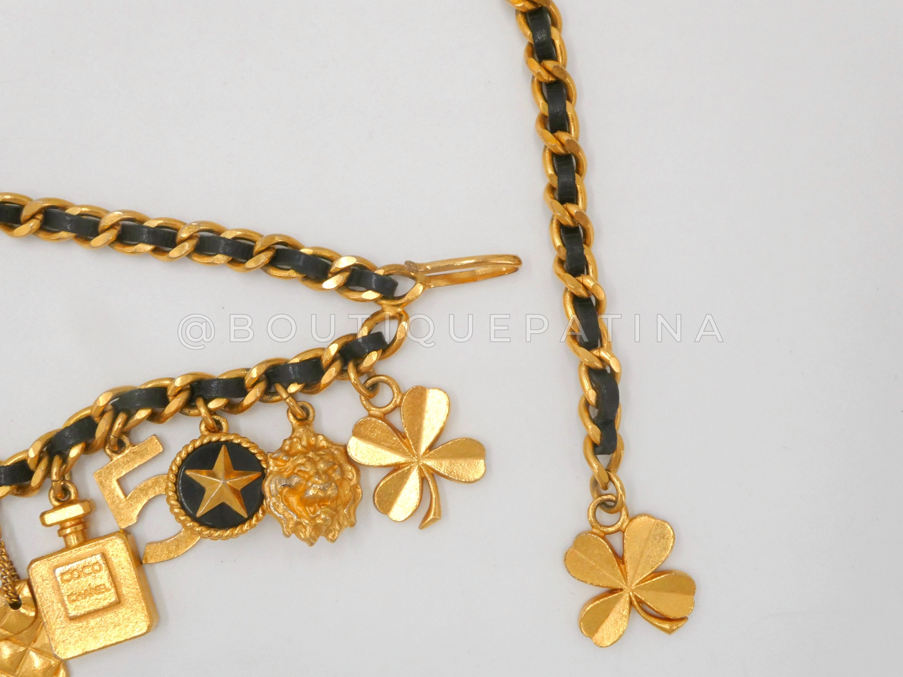 Chanel 93A Vintage 21-Charm Woven Chain Belt Necklace