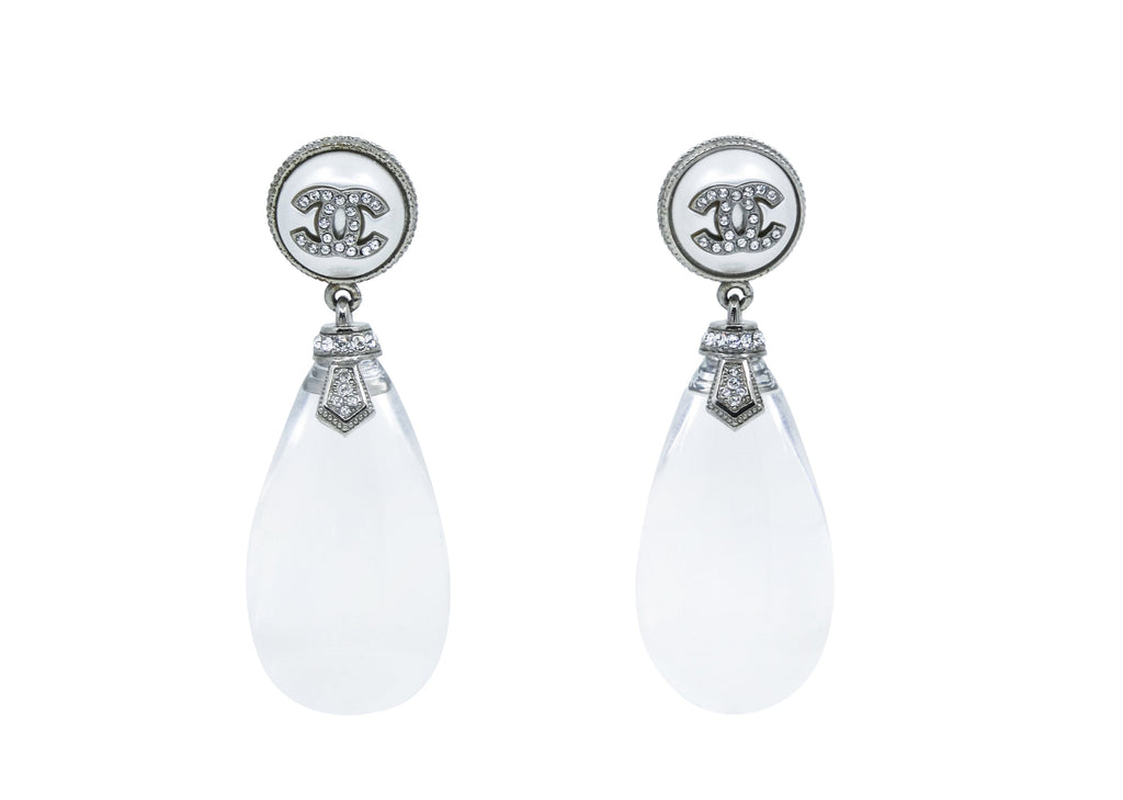 Chanel 18S Large Lucite Tear Drop Earrings RHW