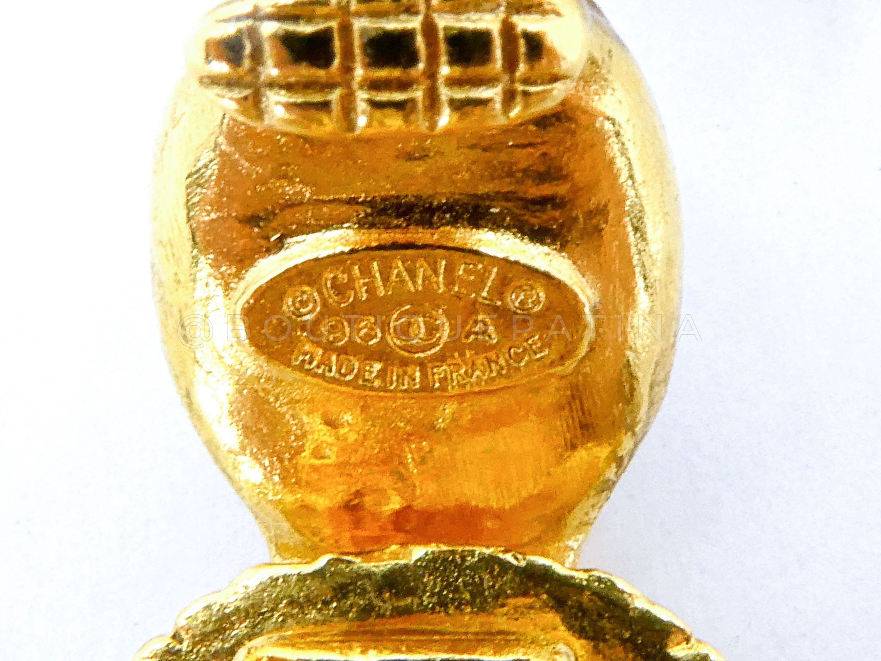 Chanel 96A Vintage Blue Lapis Hoop Door Knocker Drop Earrings