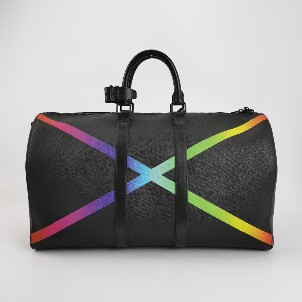 Louis Vuitton Taiga Rainbow Black Keepall Bandouliere 50 Leather