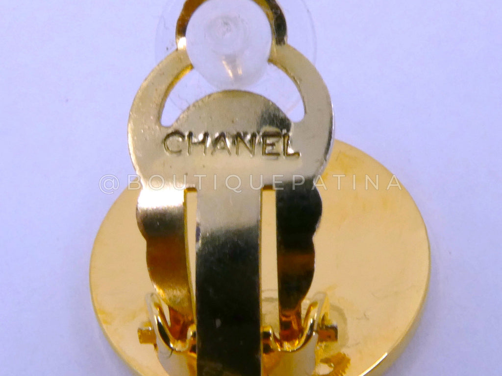 Rare Chanel Vintage 1980s CC Iconic Hoop Drop Earrings 24k GHW IRI