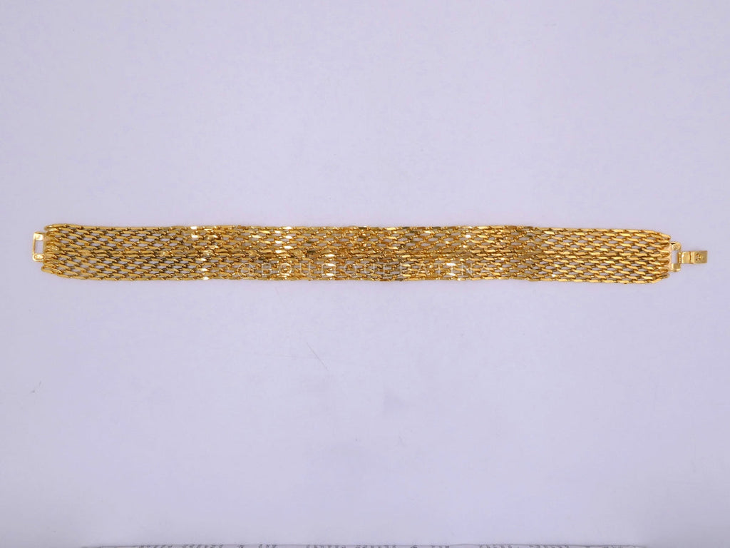 Chanel 97A Vintage Mesh Chain Collar CC Logo Choker Necklace Gold Plated F4D