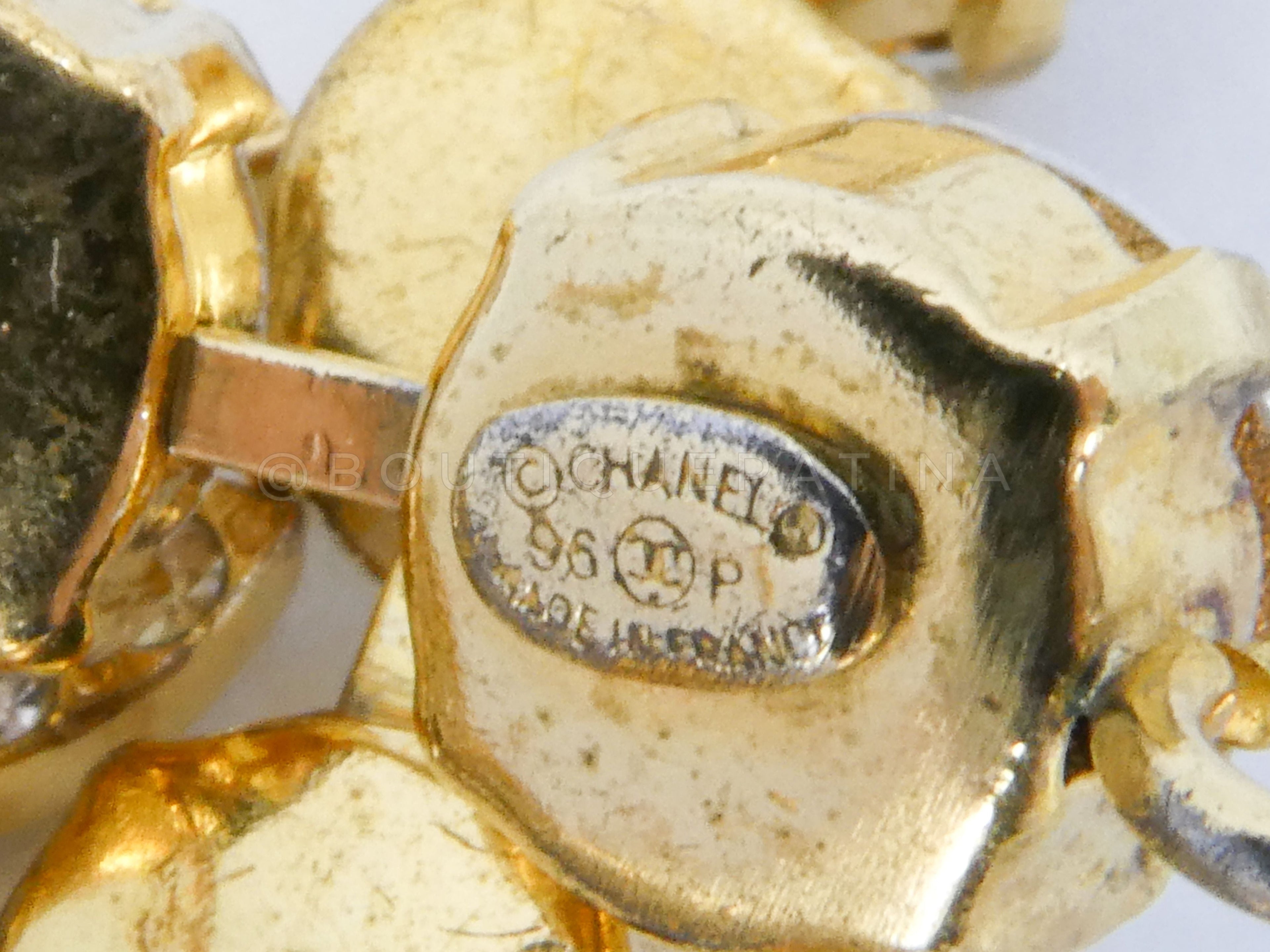 Chanel Vintage 96P "Barbie" Crystal 5-CC charm Rhinestone Bracelet