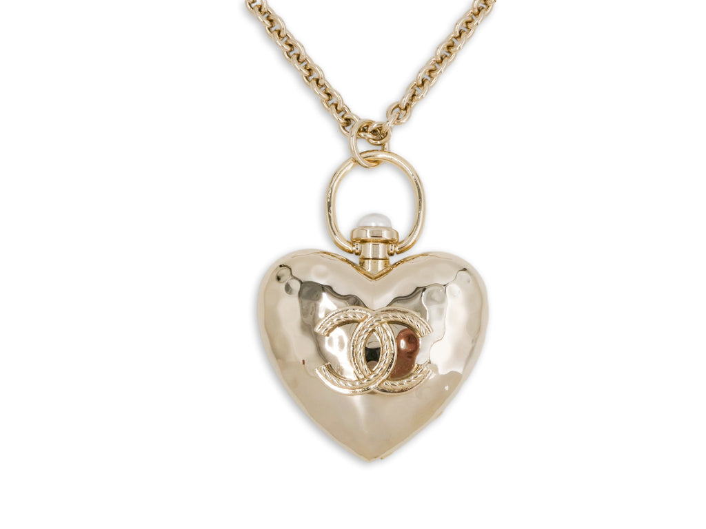 Chanel 22C Giant Heart Locket Pendant Necklace