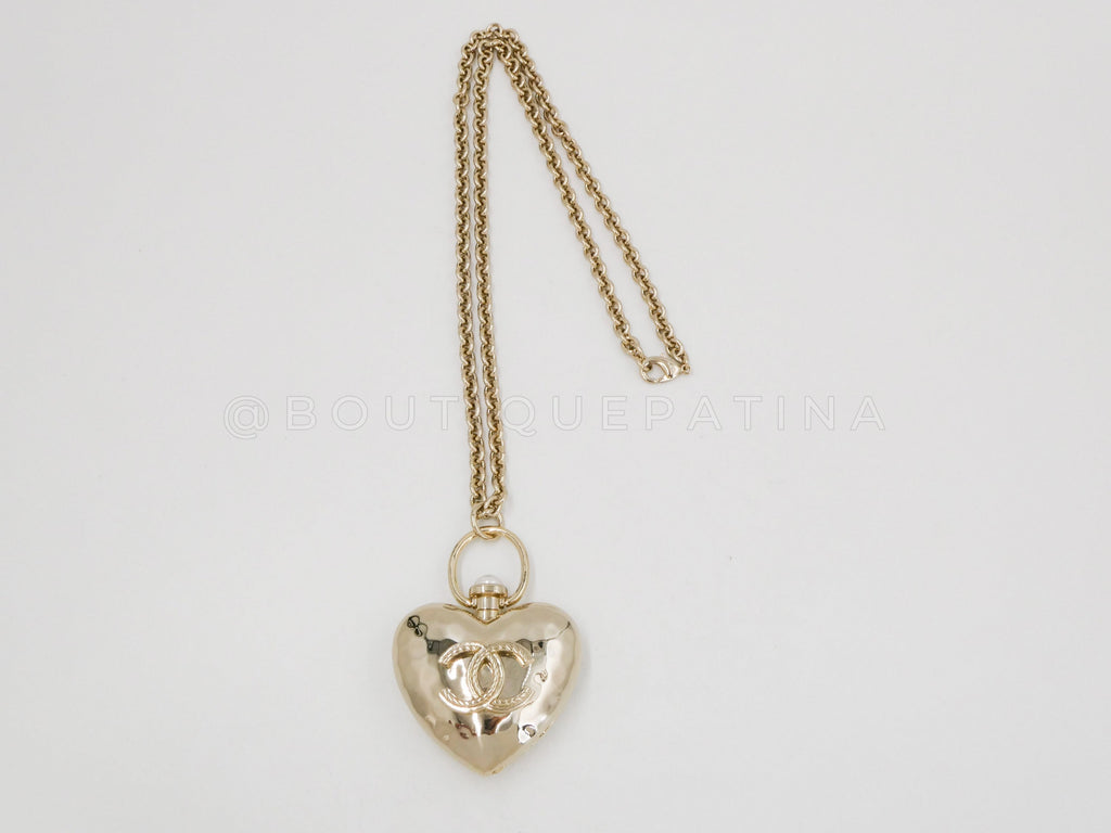 Chanel 22C Giant Heart Locket Pendant Necklace