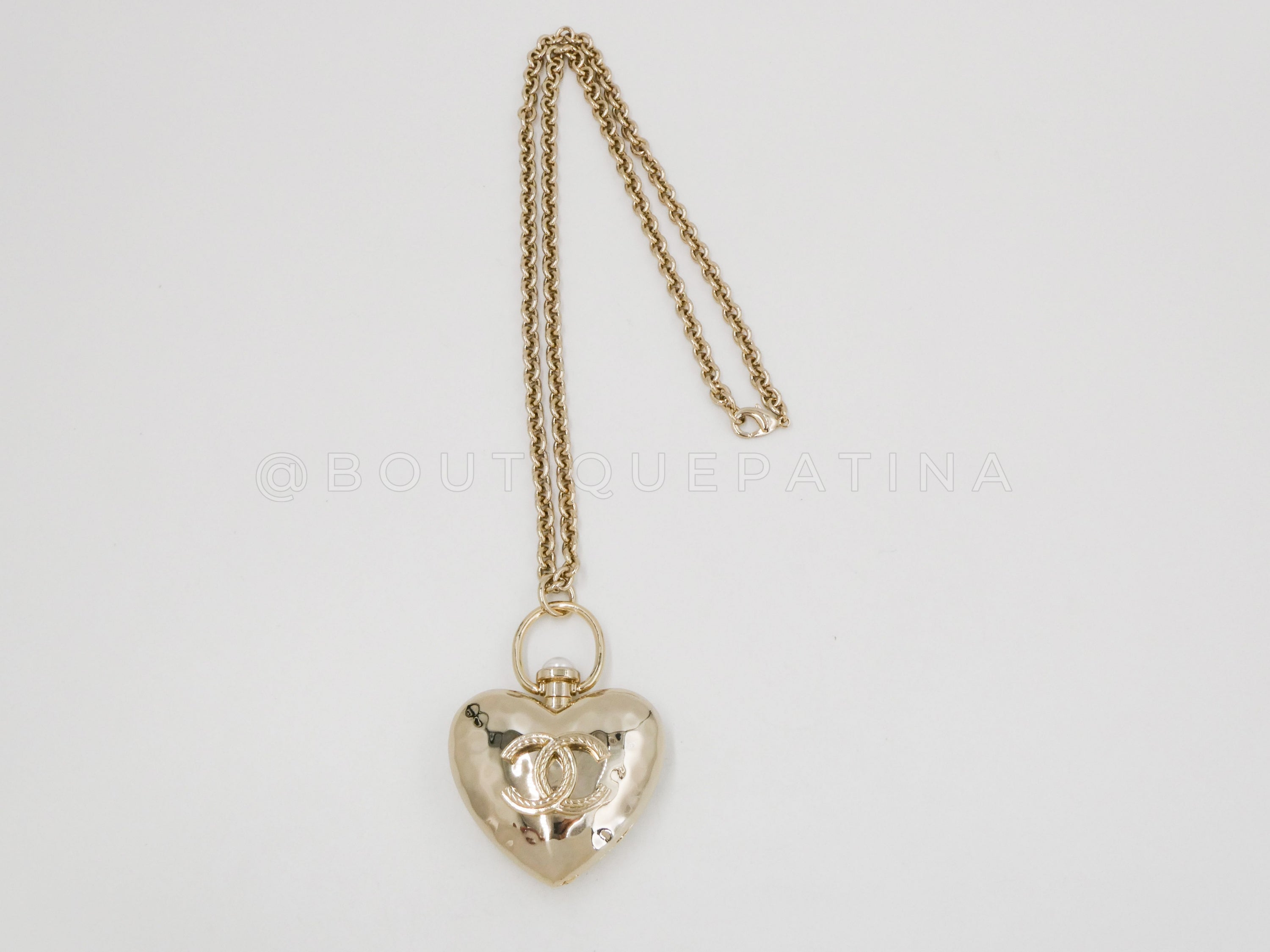Chanel 22C Giant Heart Locket Pendant Necklace