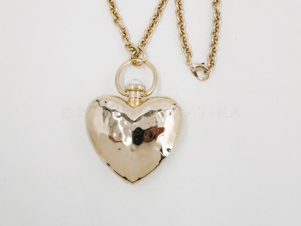 Chanel 22C Giant Heart Locket Pendant Necklace