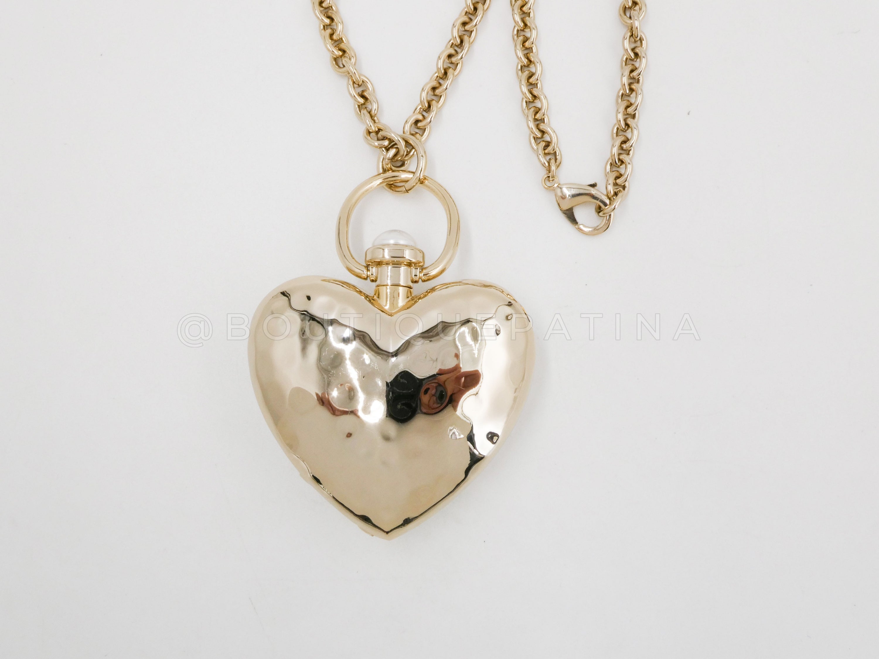 Chanel 22C Giant Heart Locket Pendant Necklace
