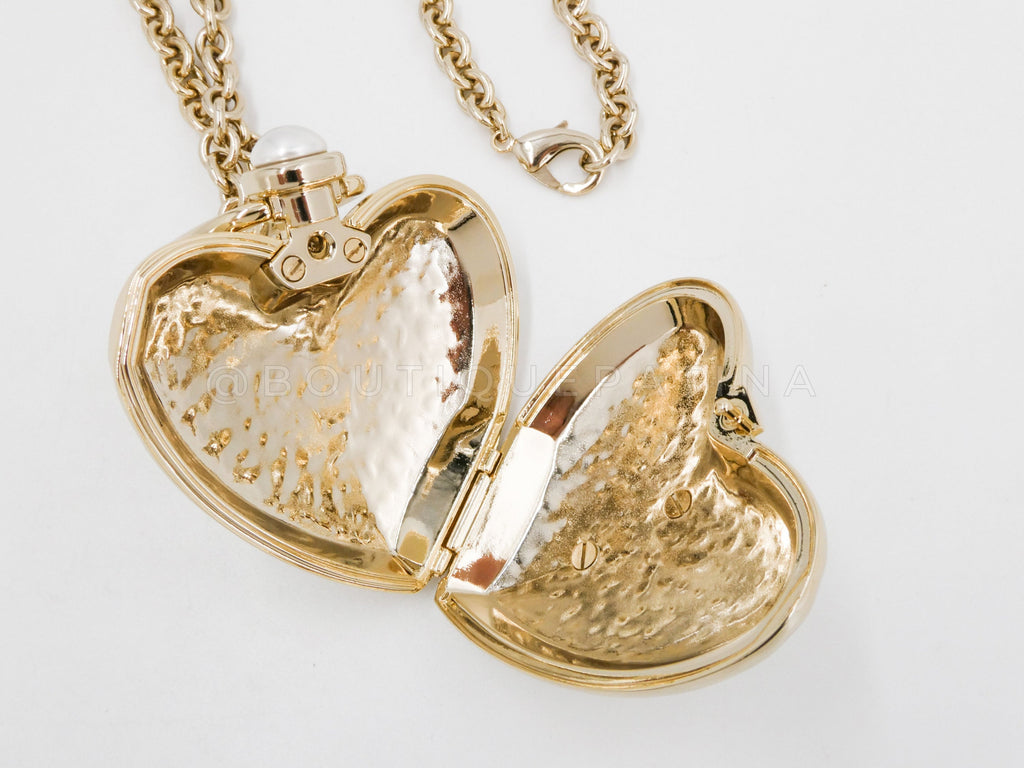 Chanel 22C Giant Heart Locket Pendant Necklace