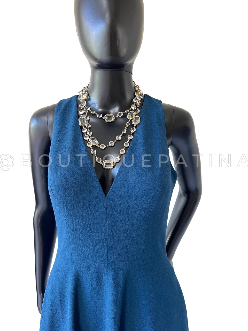 Chanel 1981 Vintage Clear White Crystal Chicklet Necklace