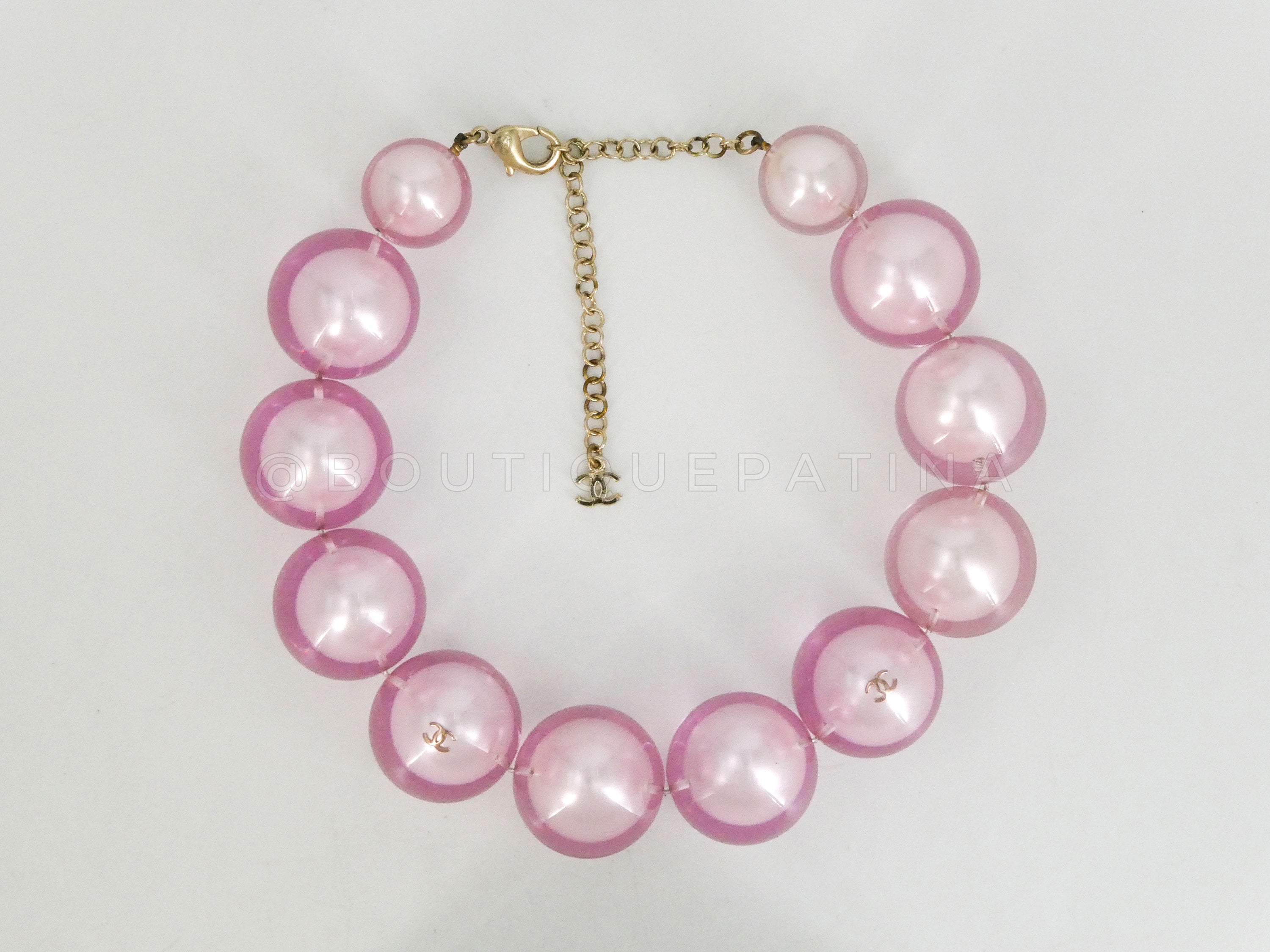 Chanel 17K Pink Encased Large Pearl Choker Necklace