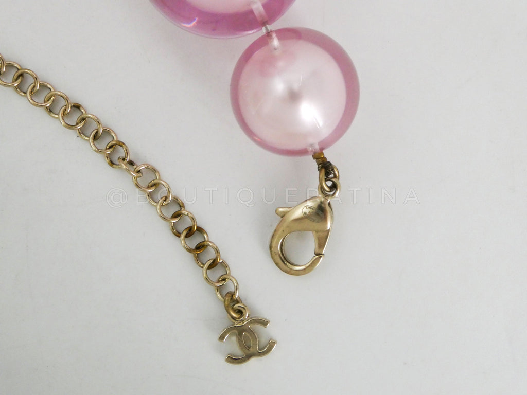 Chanel 17K Pink Encased Large Pearl Choker Necklace